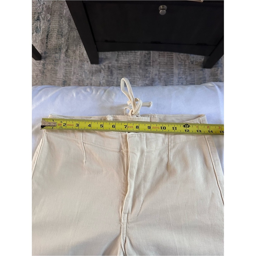 Pilcro Lace-Up Wide Leg Crop Pants Cream Hemp Cotton Blend Size 27 - Picture 9 of 12